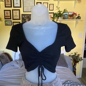 cropped black blouse